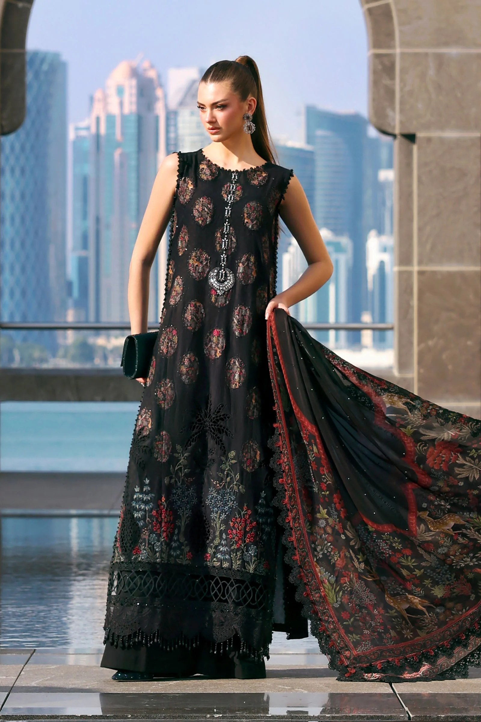 3 Piece Unstitched Embroidered Jacquard Lawn Suit - Image 3