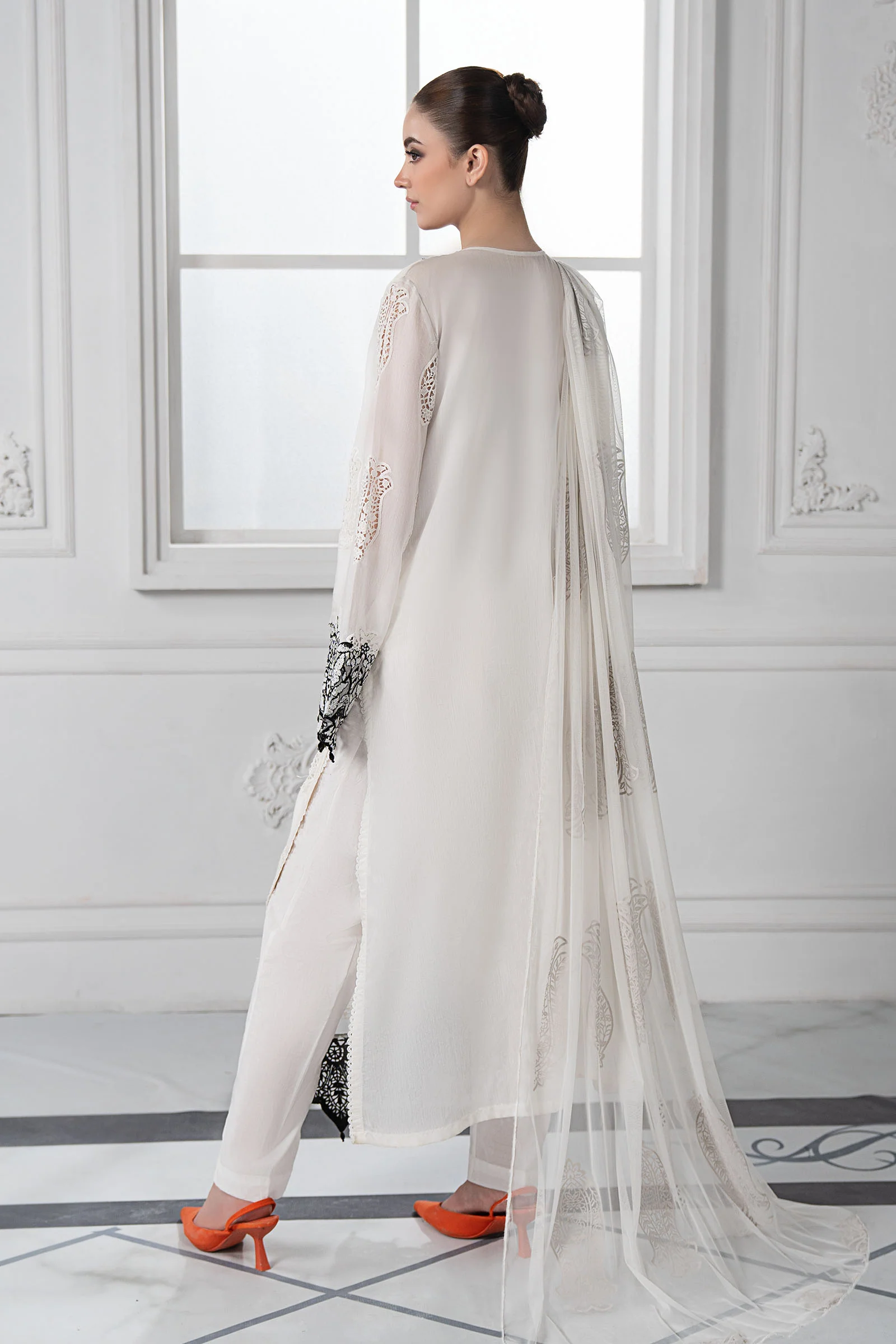 3 Piece Embroidered Paper Cotton Suit | DS-2505-A - Image 8