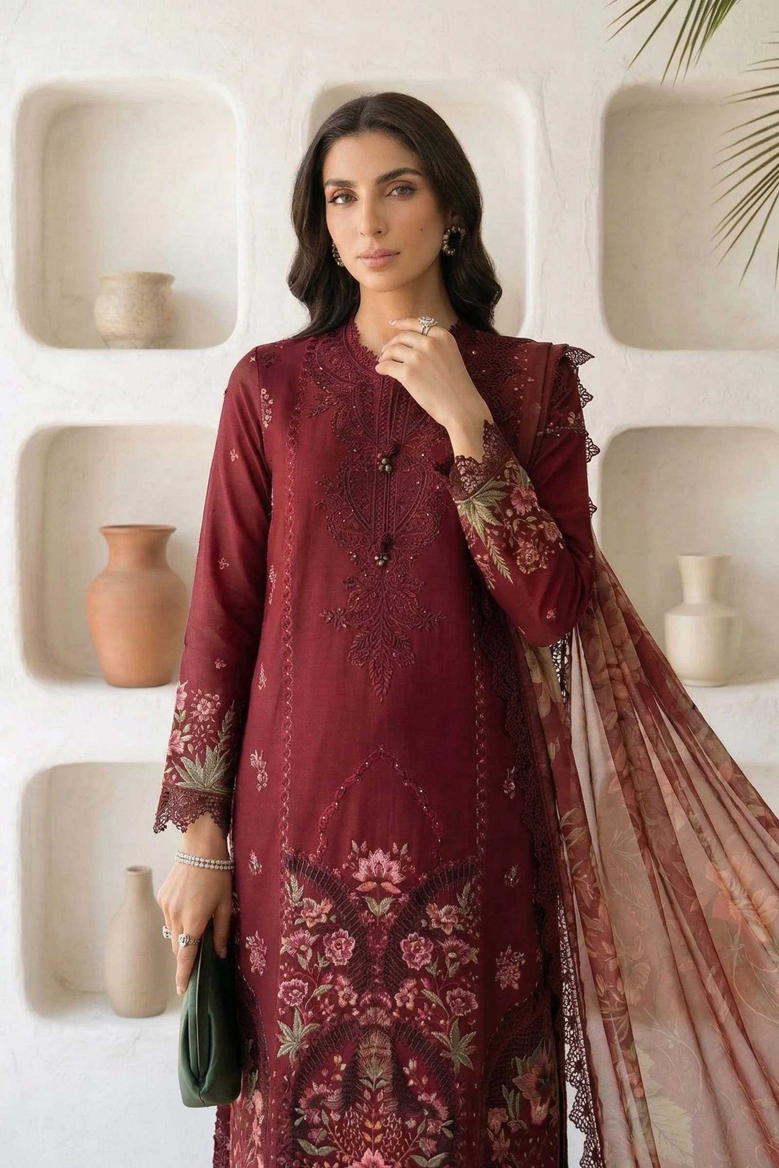 3 Piece Embroidered Lawn Suit - Image 3