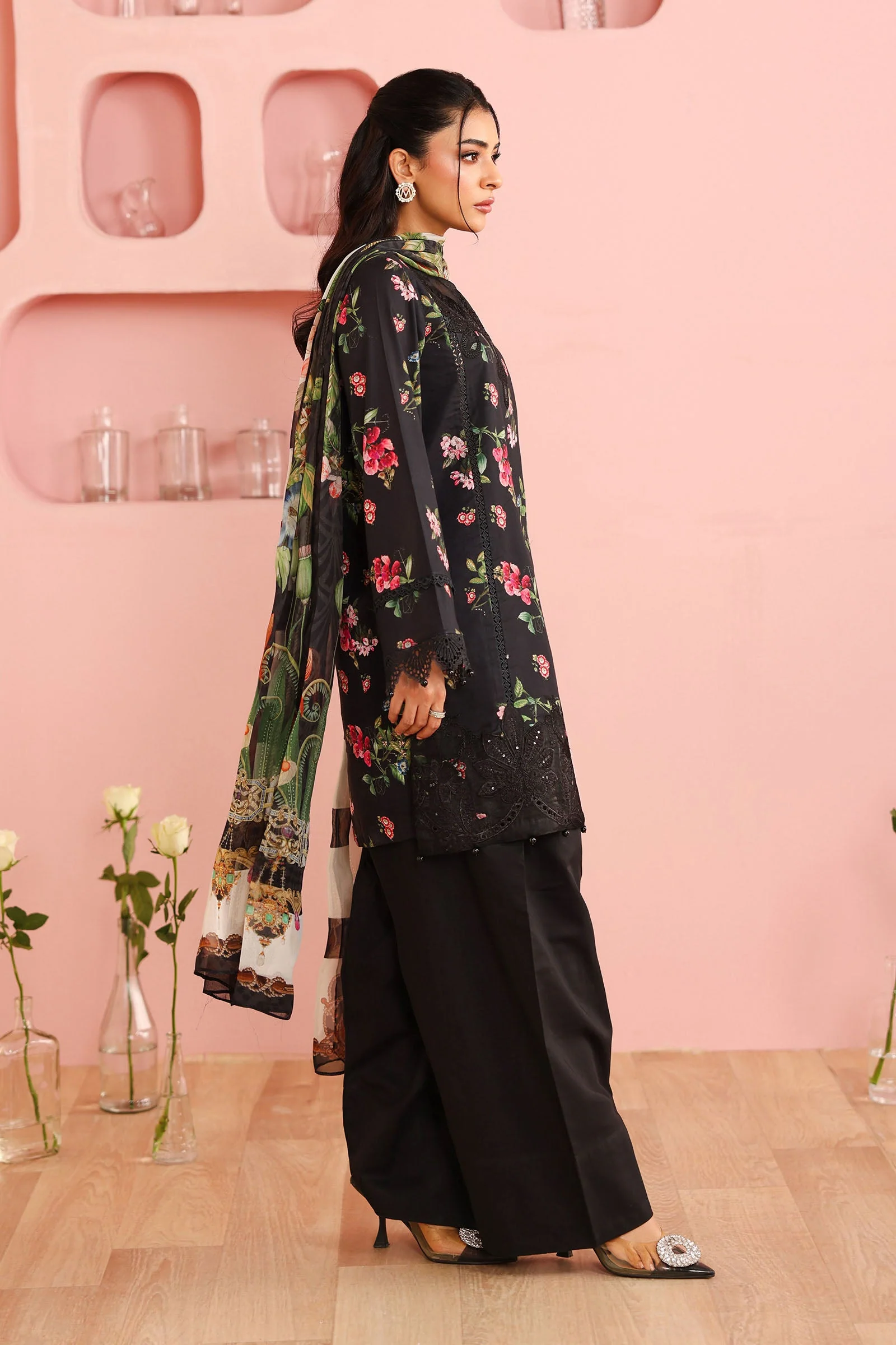3 Piece Embroidered Cotton Suit - Image 6
