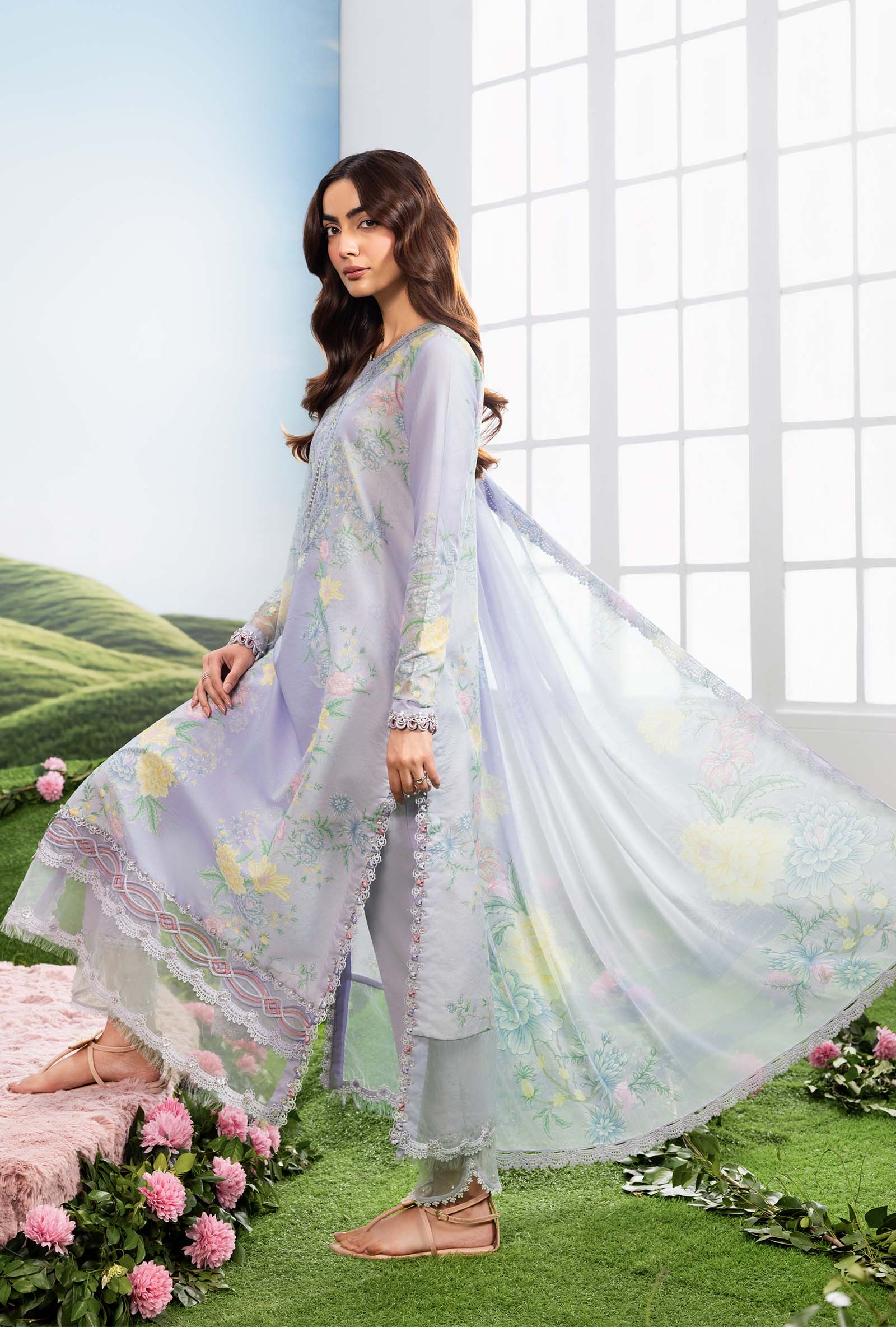 3 Pc Unstitched Embroidered Lawn Suit - Image 6
