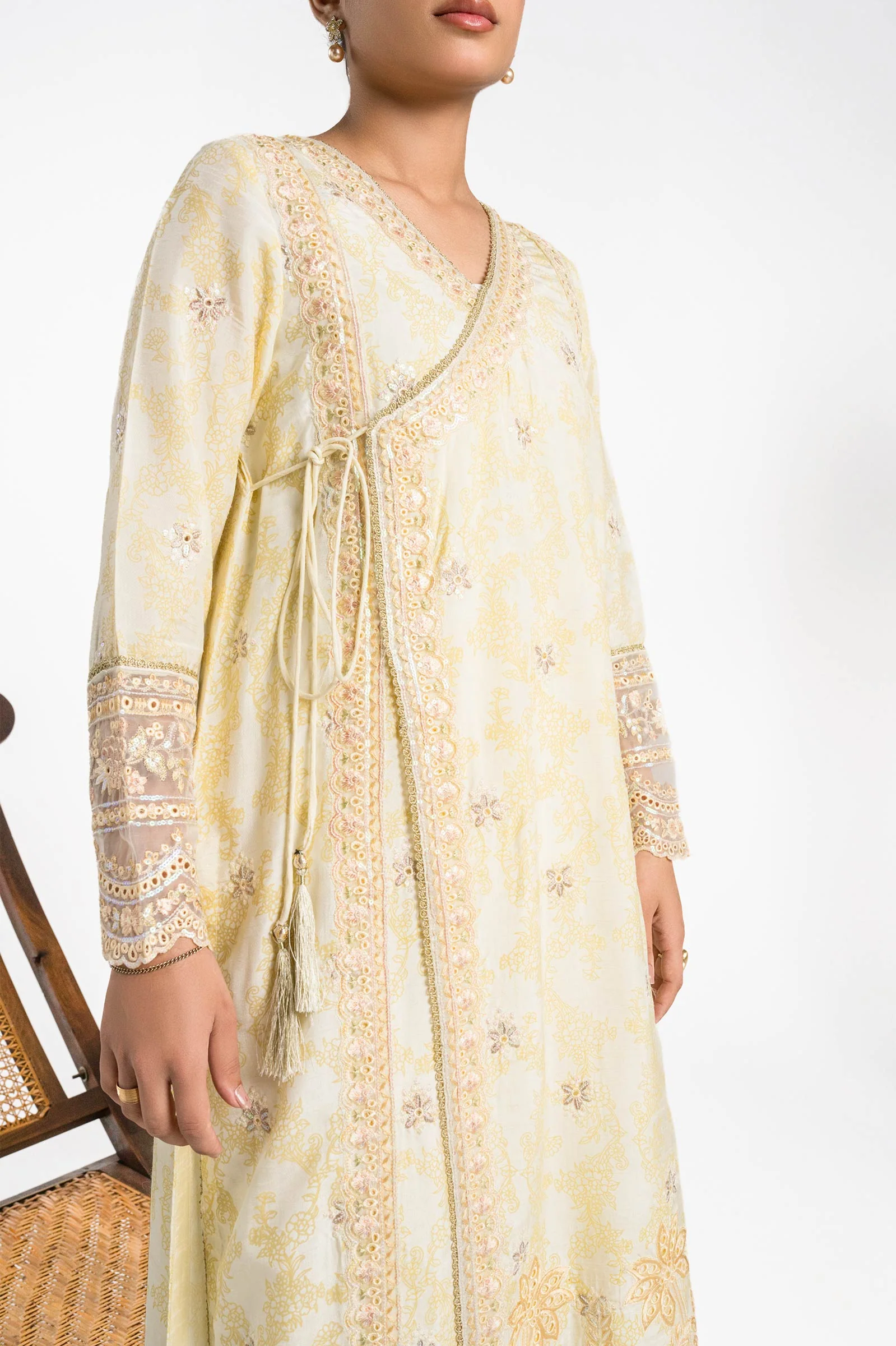 2 Pc Embroidered Raw Silk Suit - Image 6