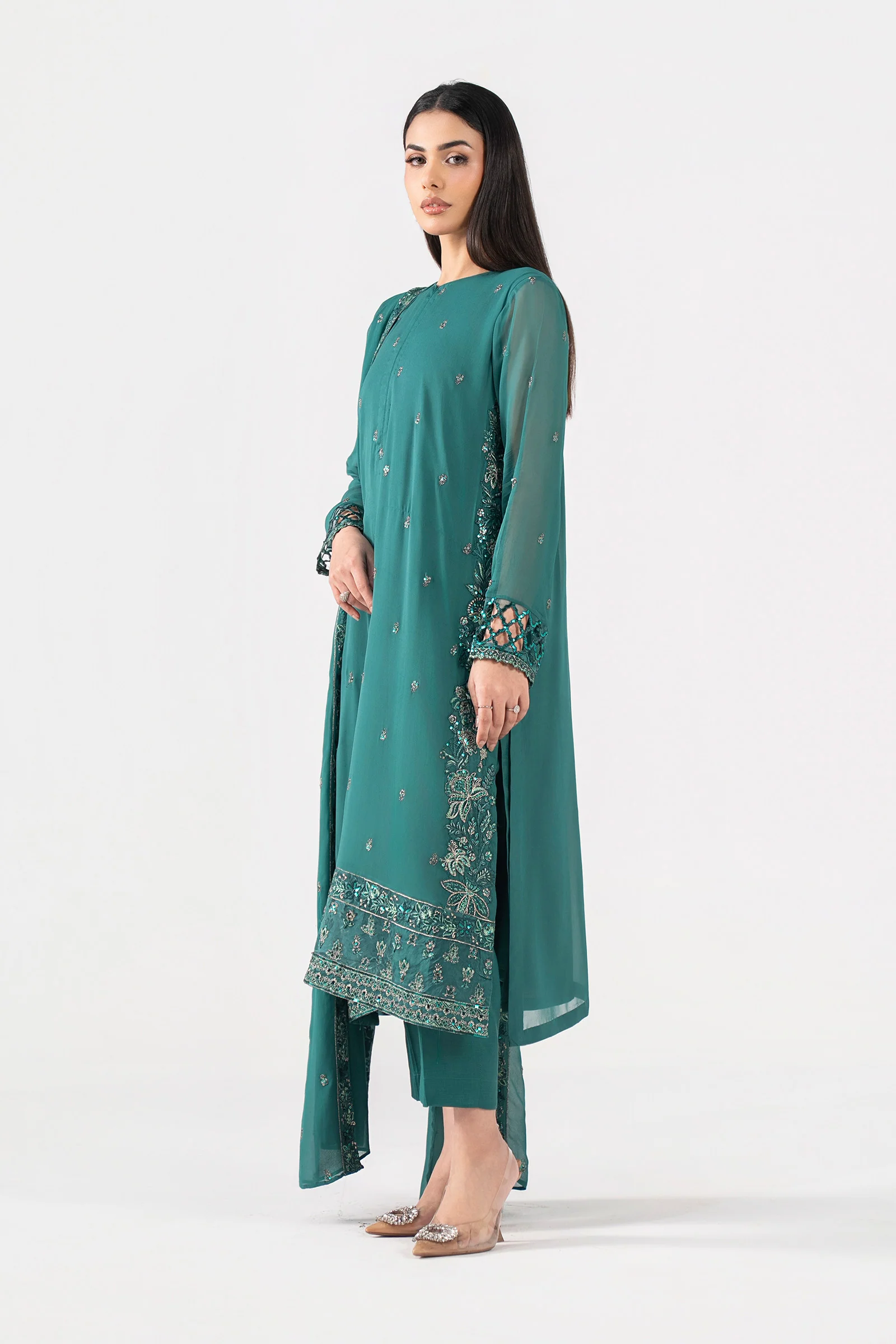 3 Pc Embroidered Chiffon Suit - Image 10