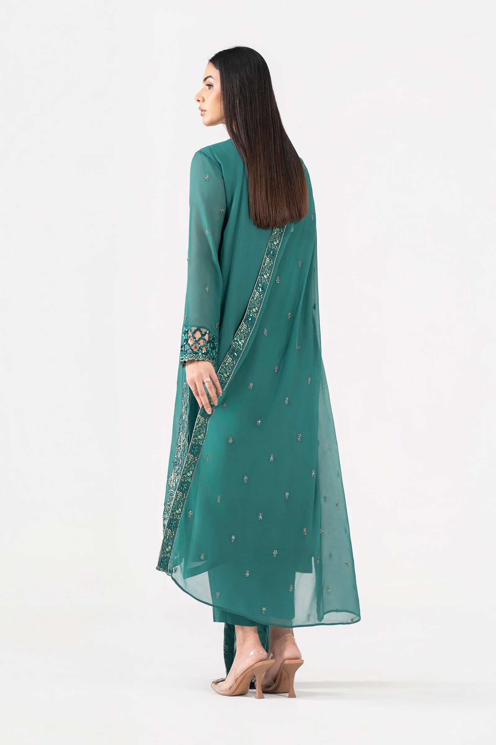 3 Pc Embroidered Chiffon Suit - Image 11