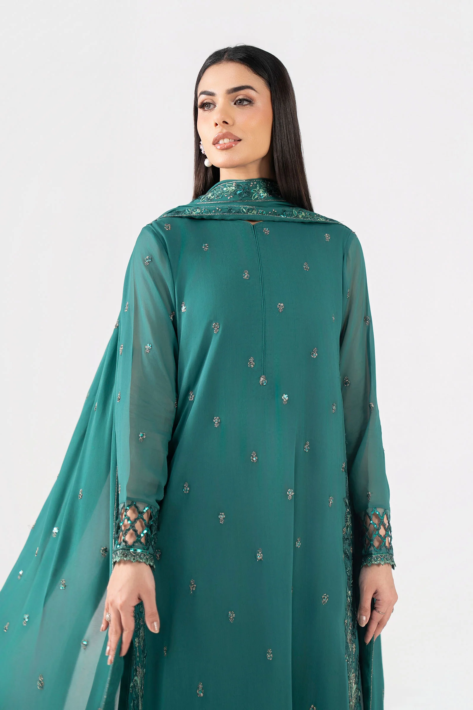 3 Pc Embroidered Chiffon Suit - Image 3