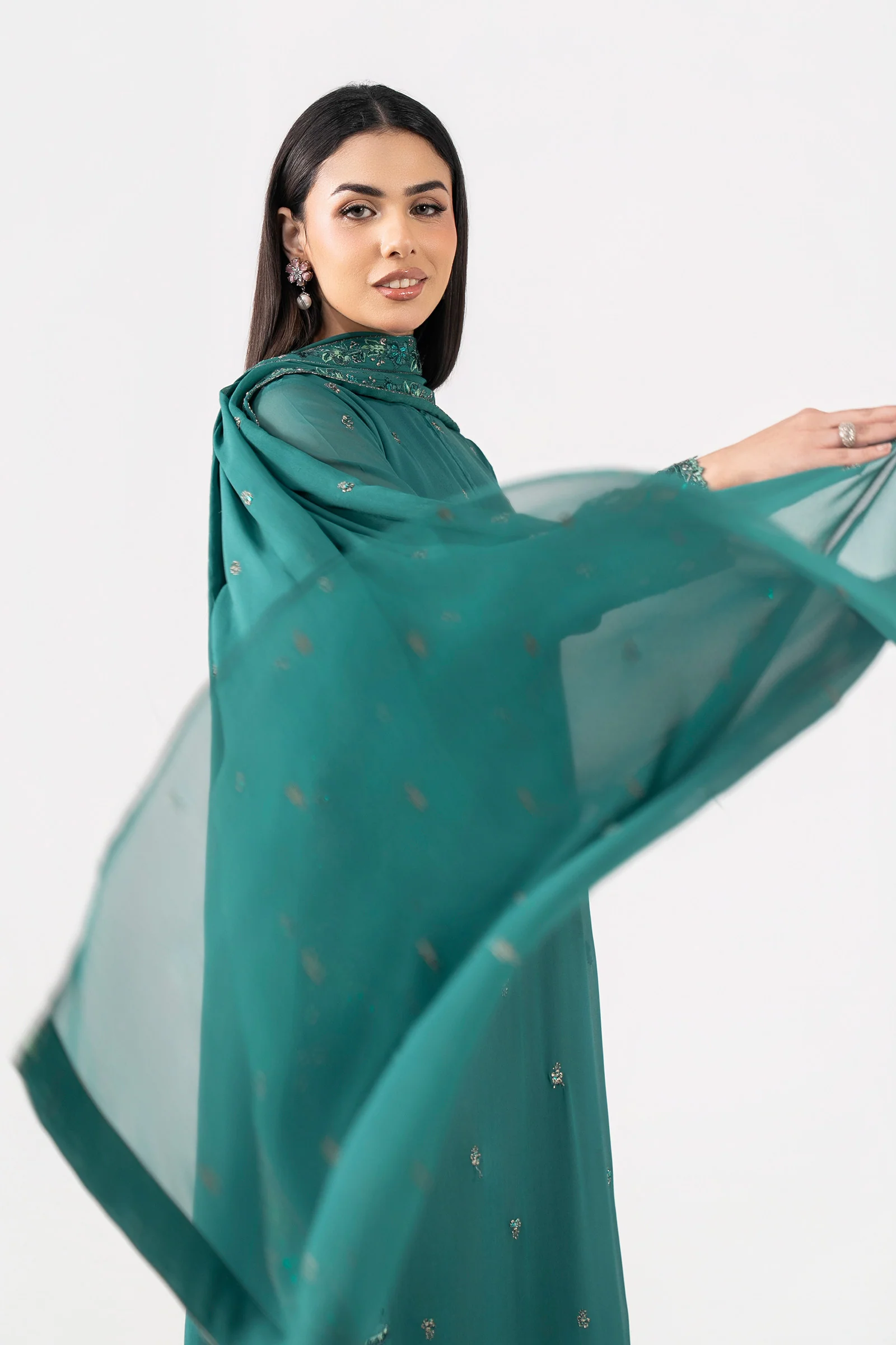 3 Pc Embroidered Chiffon Suit - Image 5