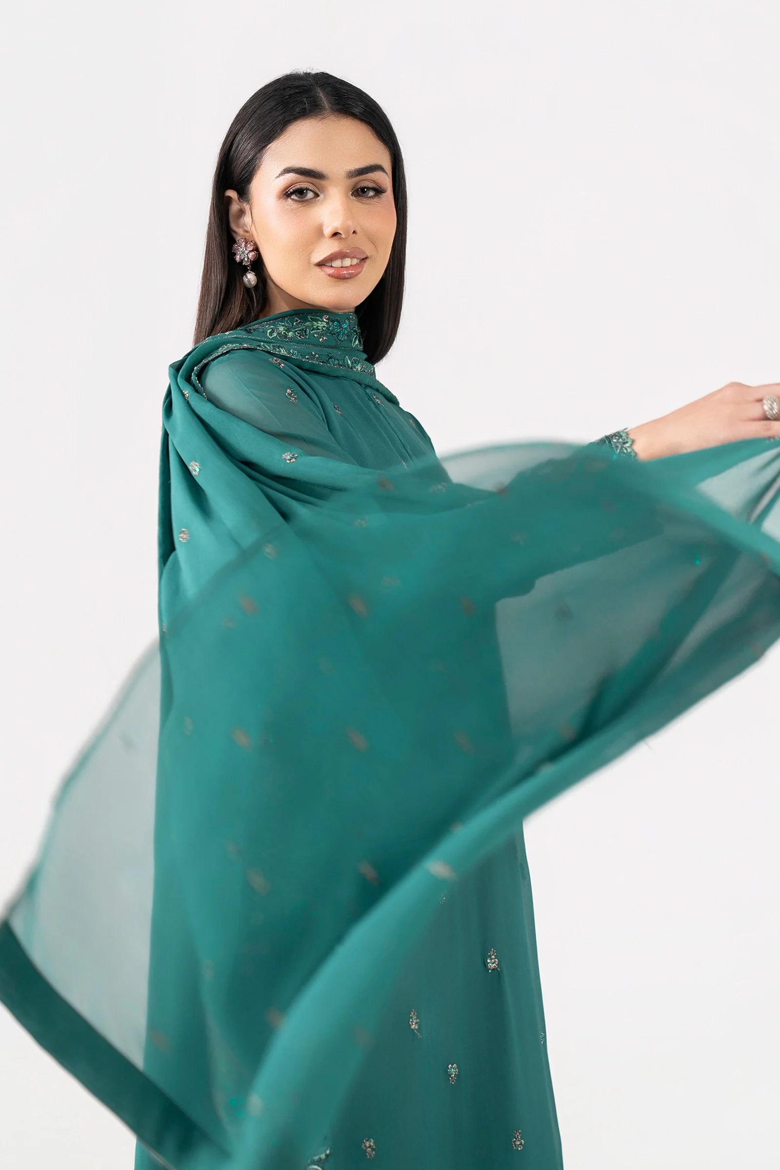 3 Pc Embroidered Chiffon Suit - Image 6