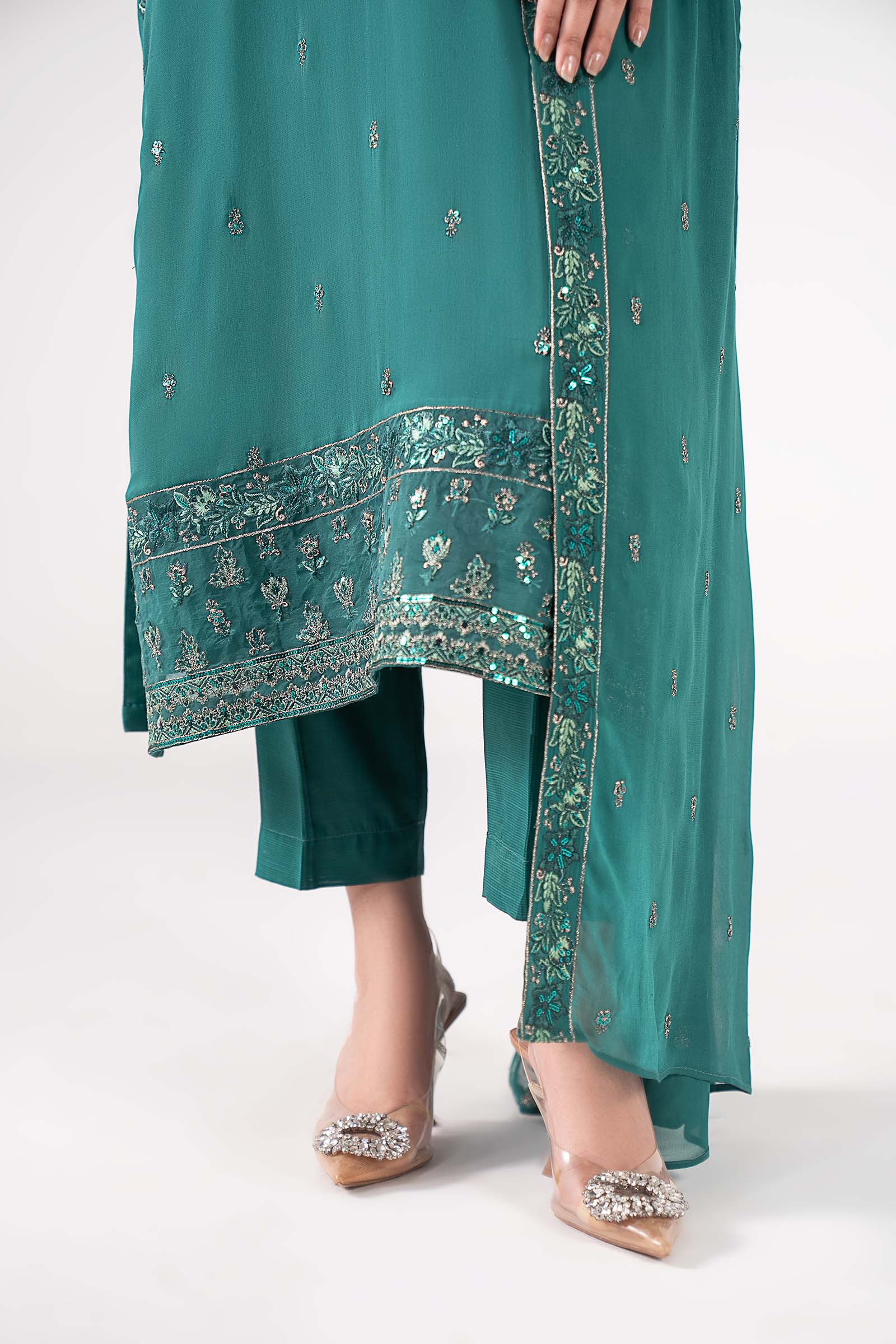3 Pc Embroidered Chiffon Suit - Image 7