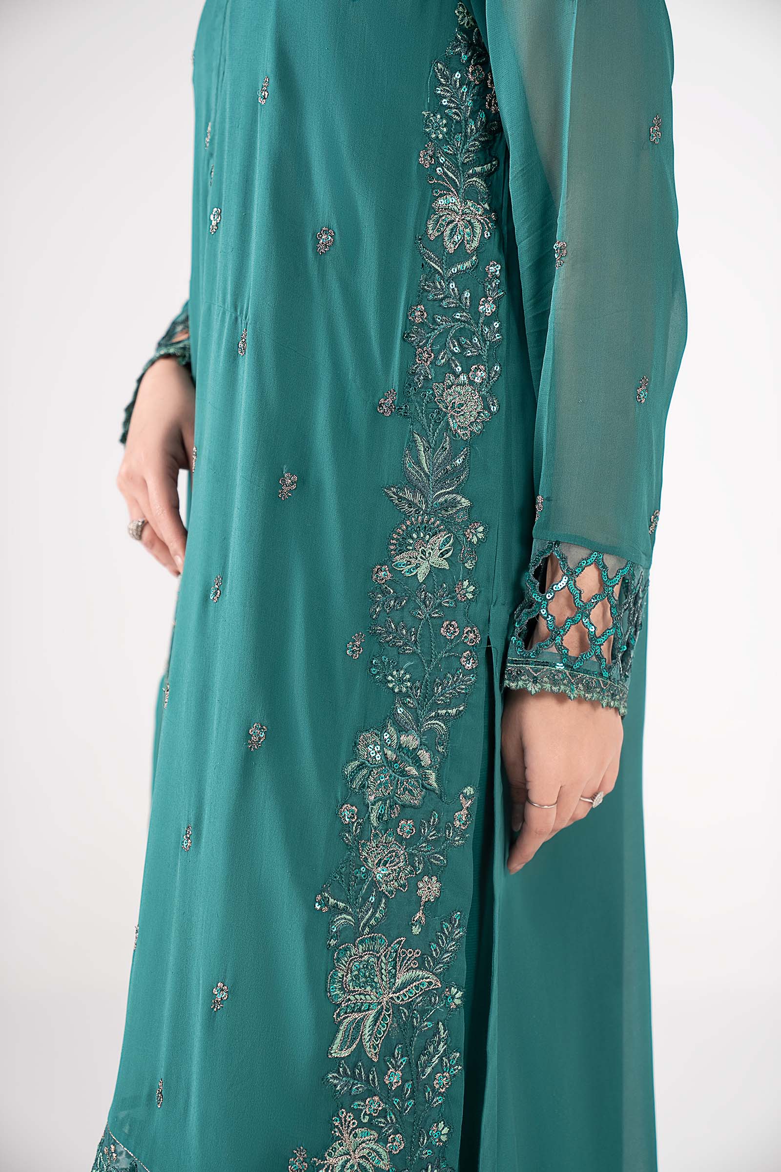 3 Pc Embroidered Chiffon Suit - Image 9