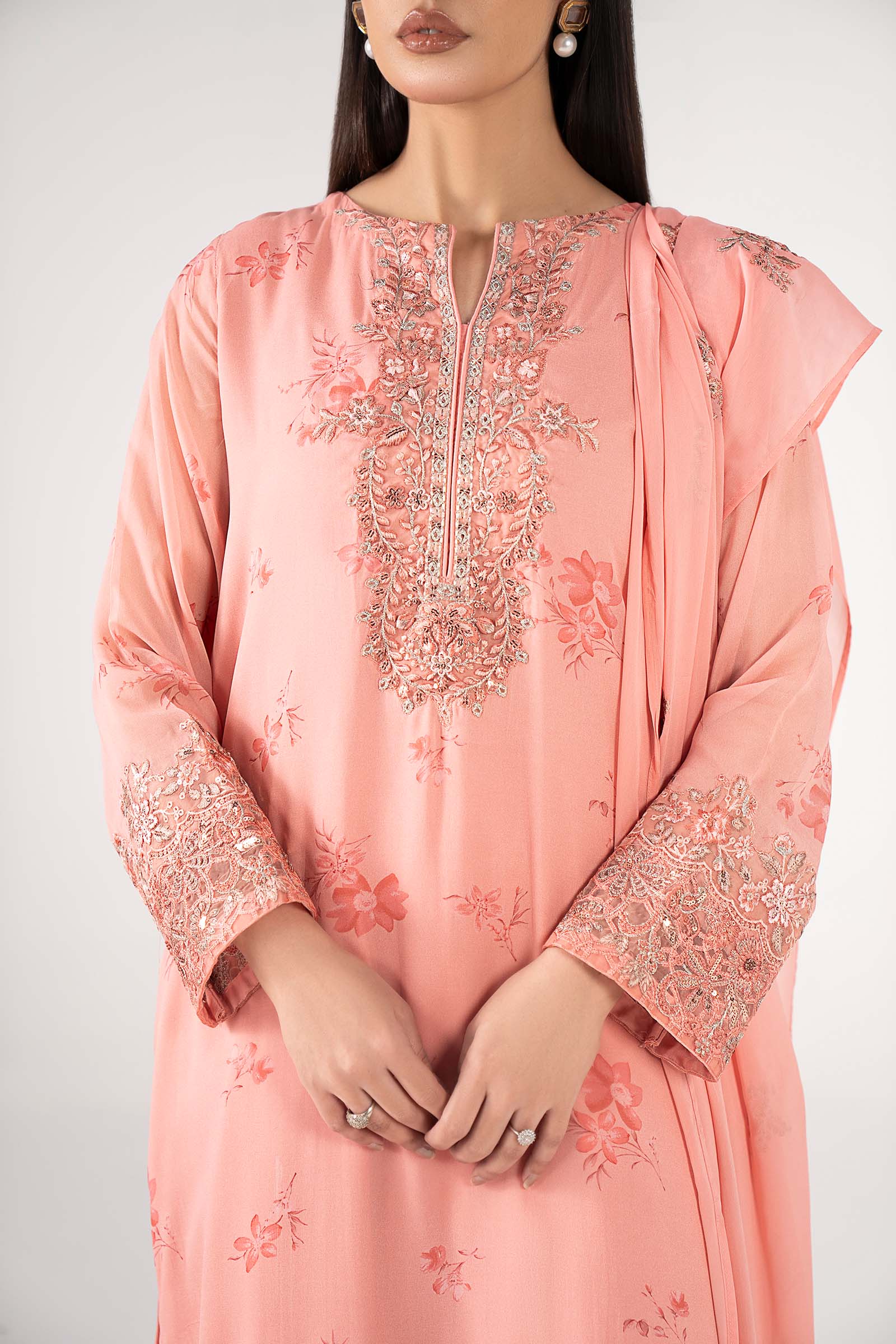 3 Pc Embroidered Chiffon Suit - Image 6