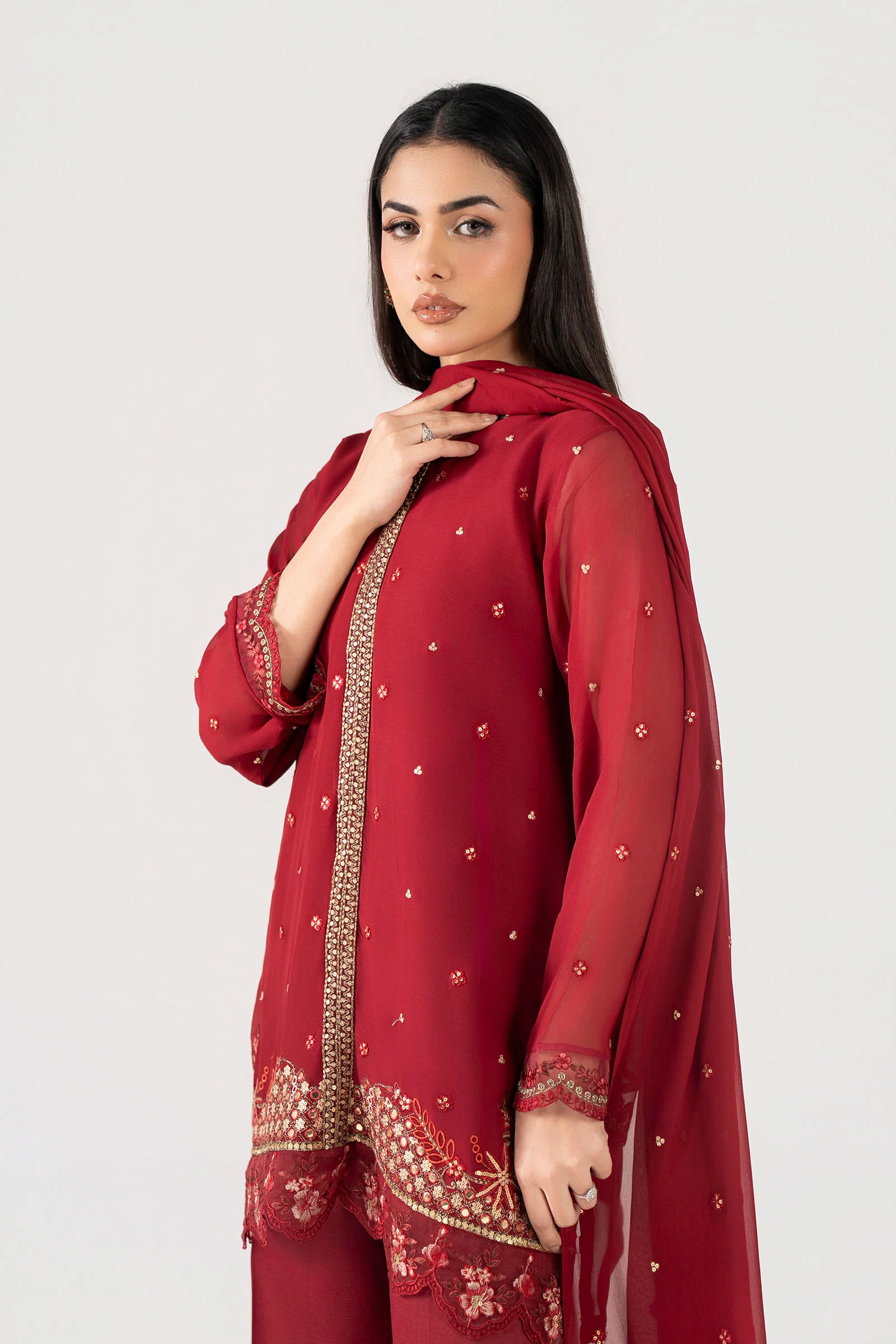 3 Pc Embroidered Chiffon Suit - Image 3