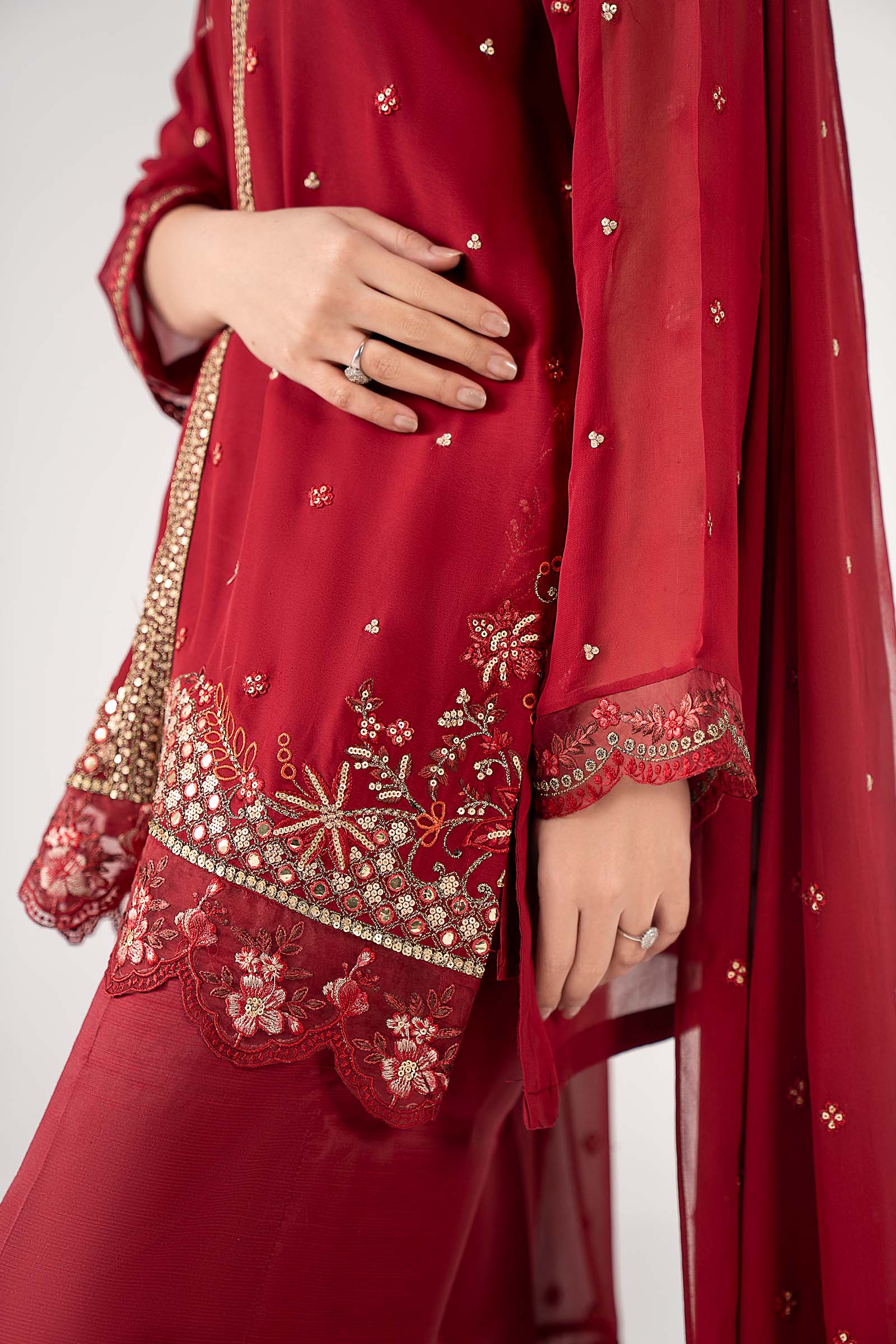 3 Pc Embroidered Chiffon Suit - Image 4