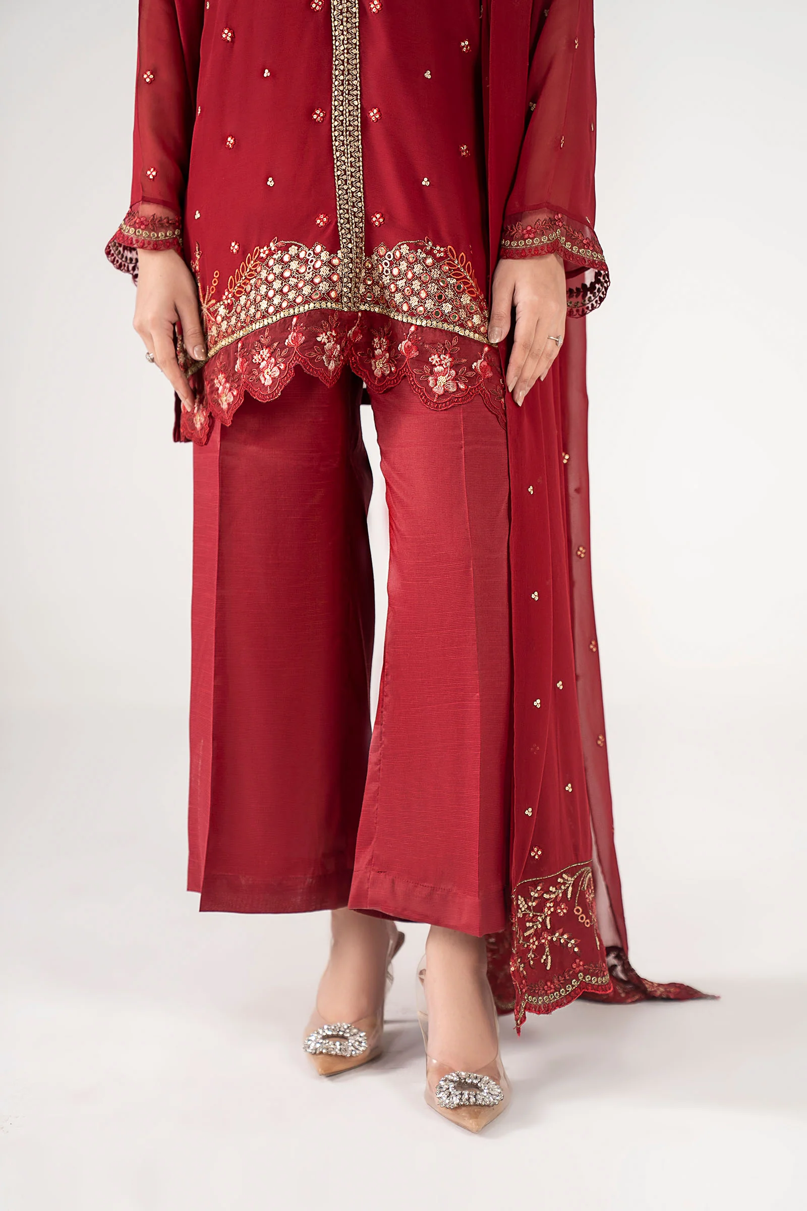 3 Pc Embroidered Chiffon Suit - Image 5