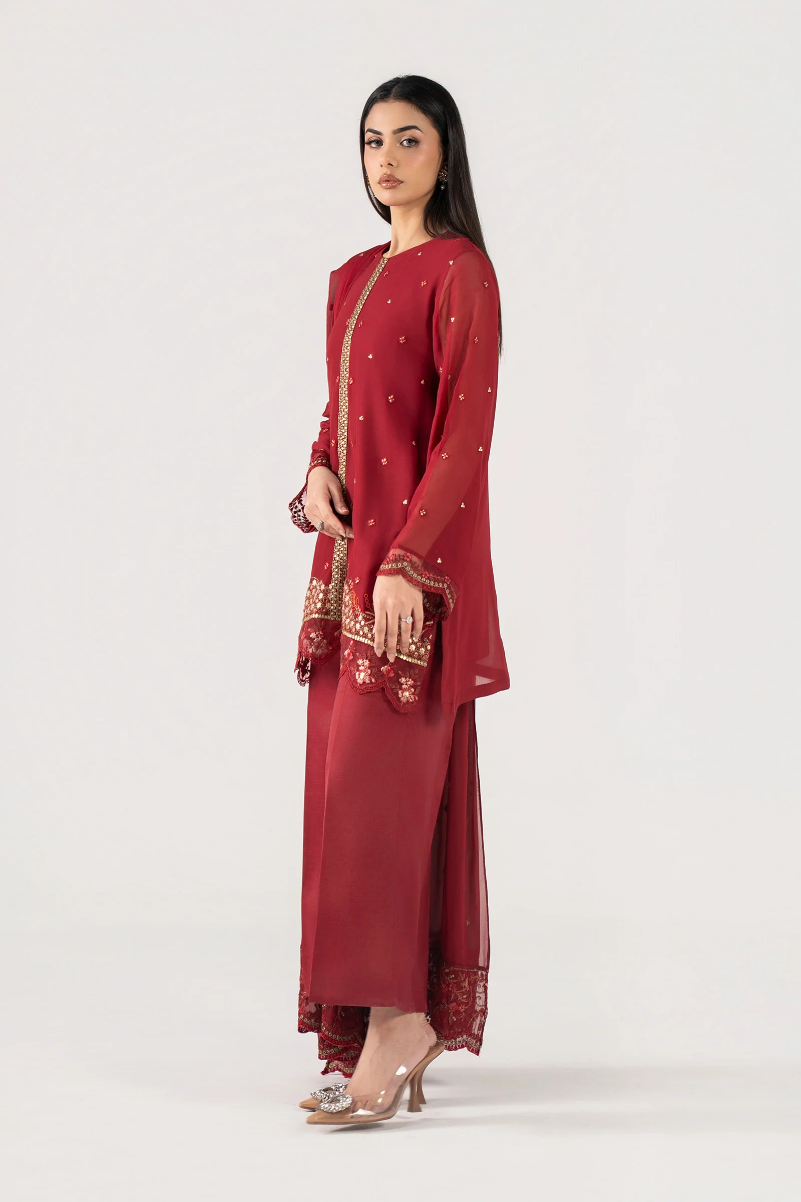 3 Pc Embroidered Chiffon Suit - Image 7