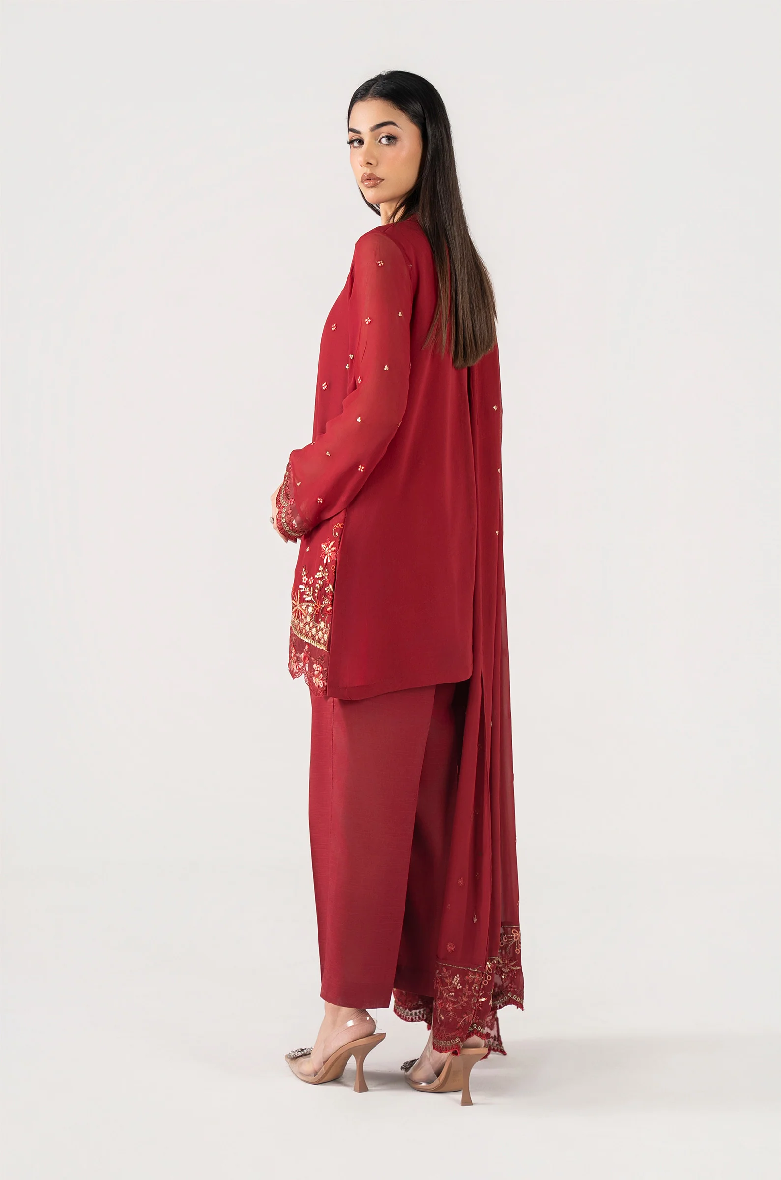 3 Pc Embroidered Chiffon Suit - Image 8