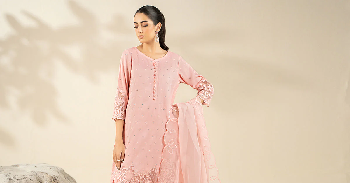 3 Piece Embroidered Raw Silk Suit - Image 7