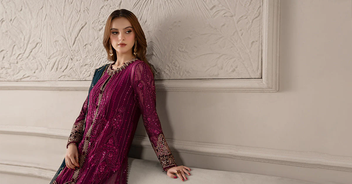 3 Piece Embroidered Chiffon Suit | MCS-25-102 - Image 8