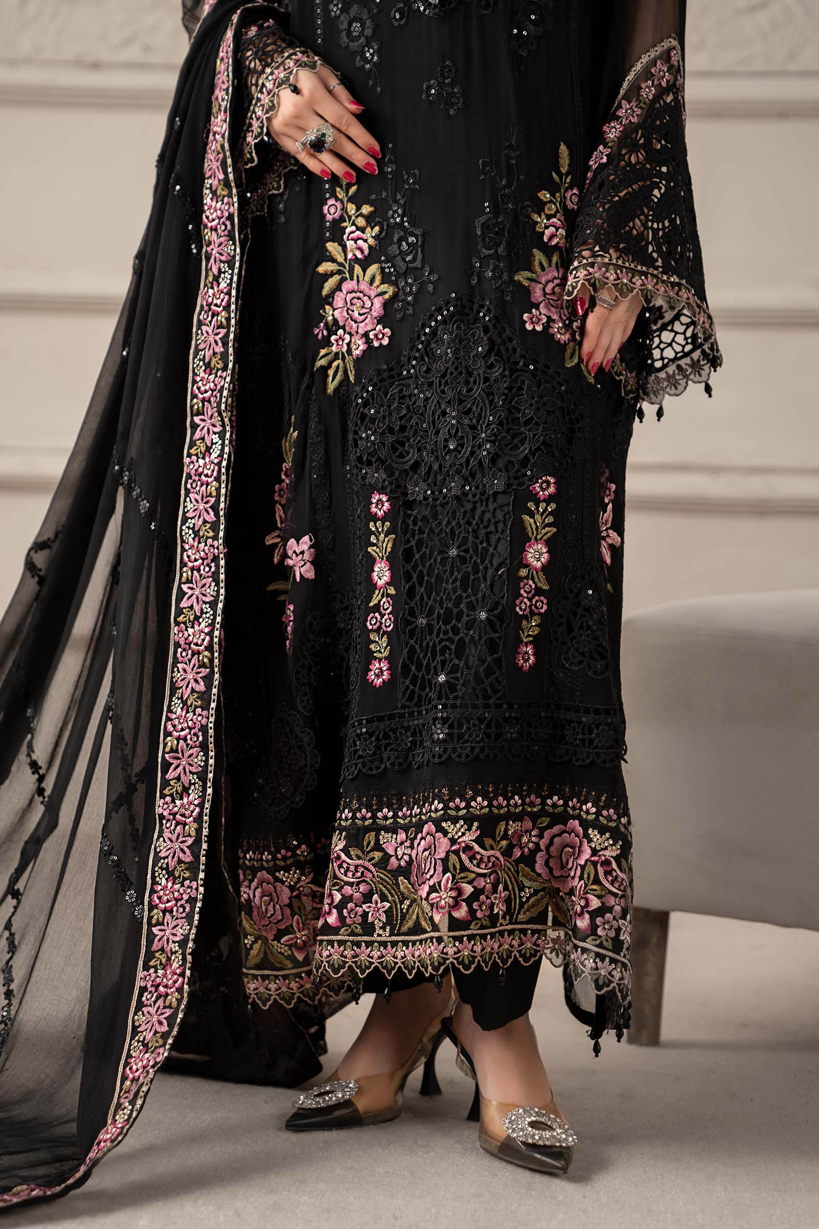 3 Piece Embroidered Chiffon Suit | MCS-25-104 - Image 6