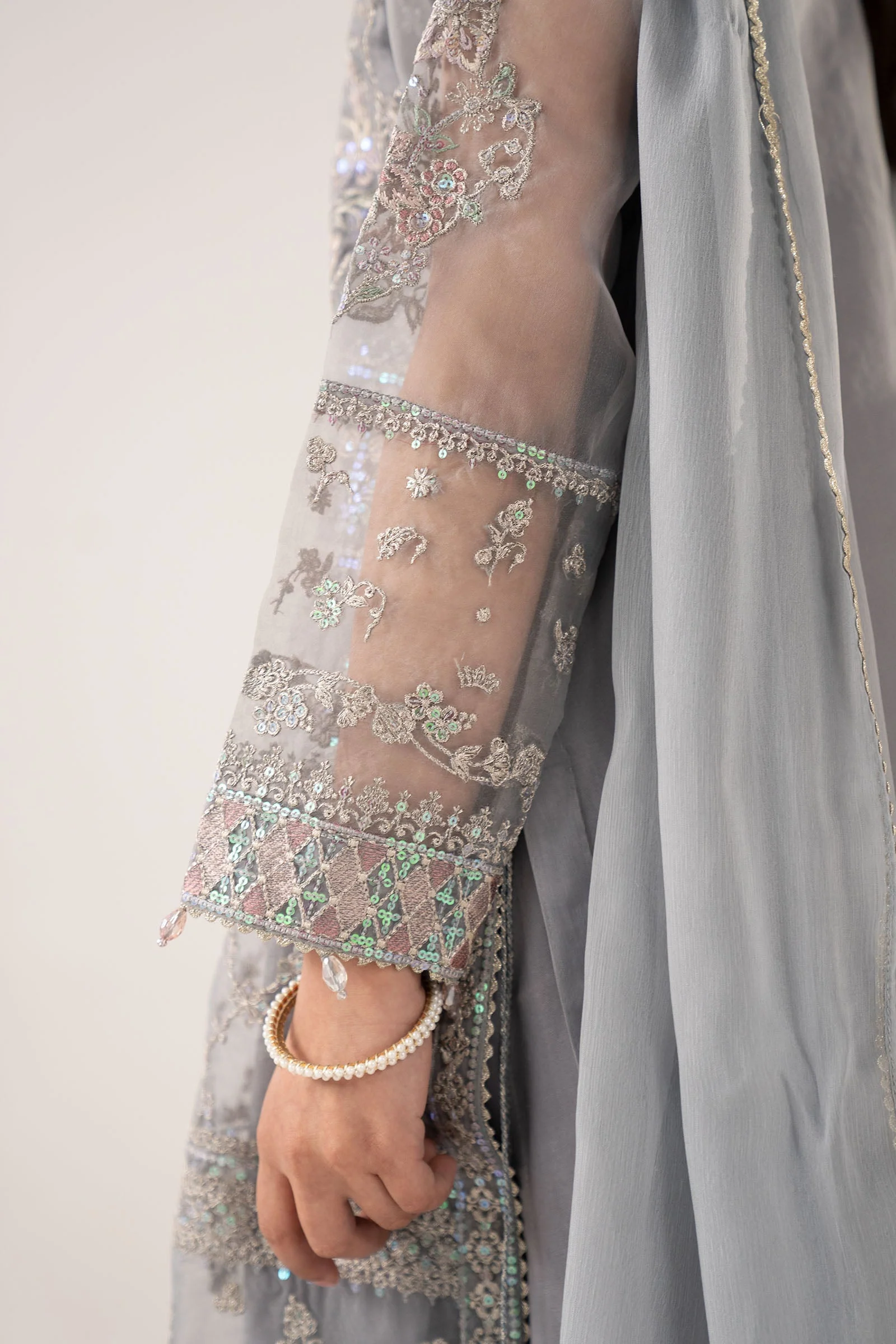 3 Piece Embroidered Organza Suit - Image 4