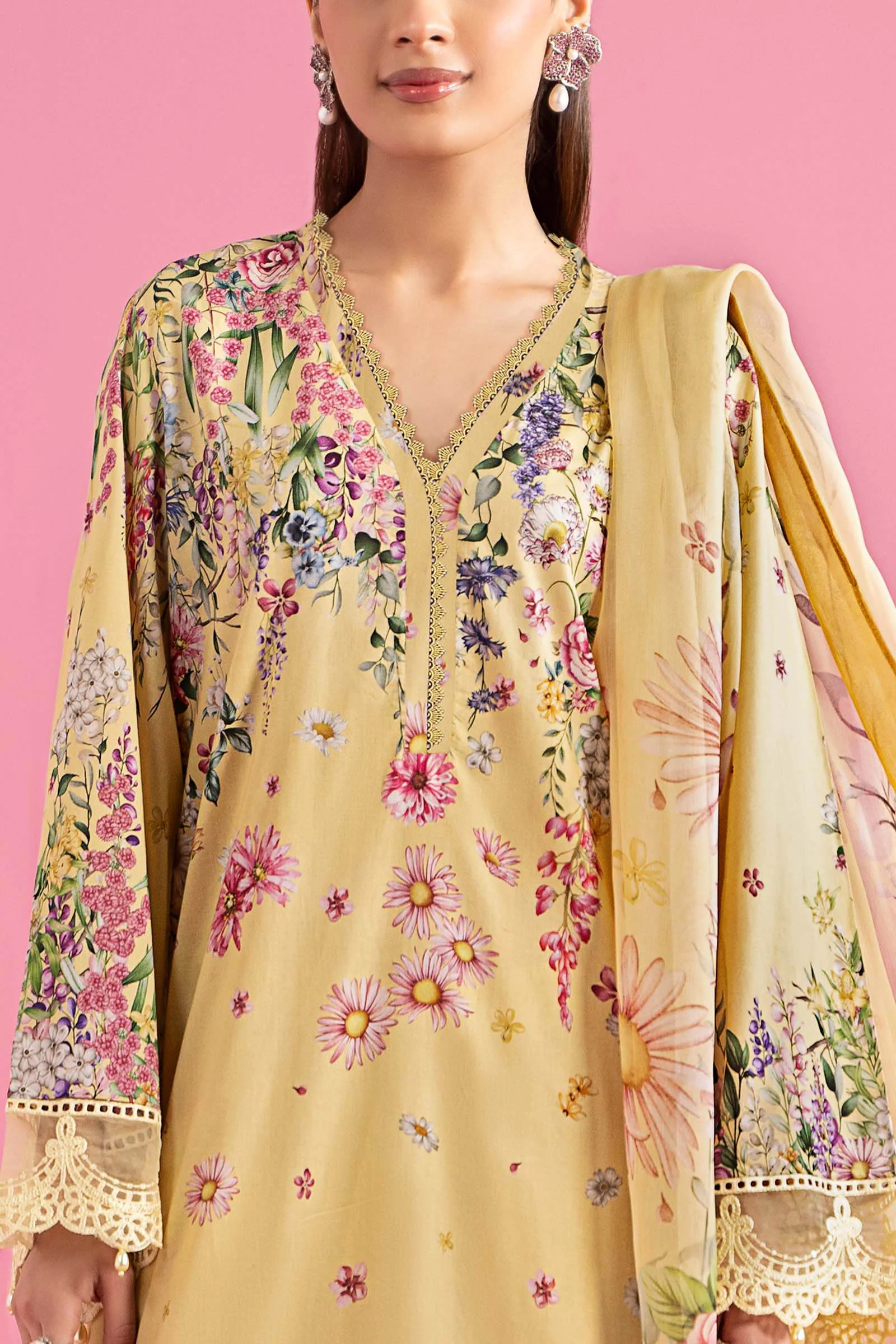 3 Piece Embroidered Lawn Suit | MPS-2603-A - Image 3