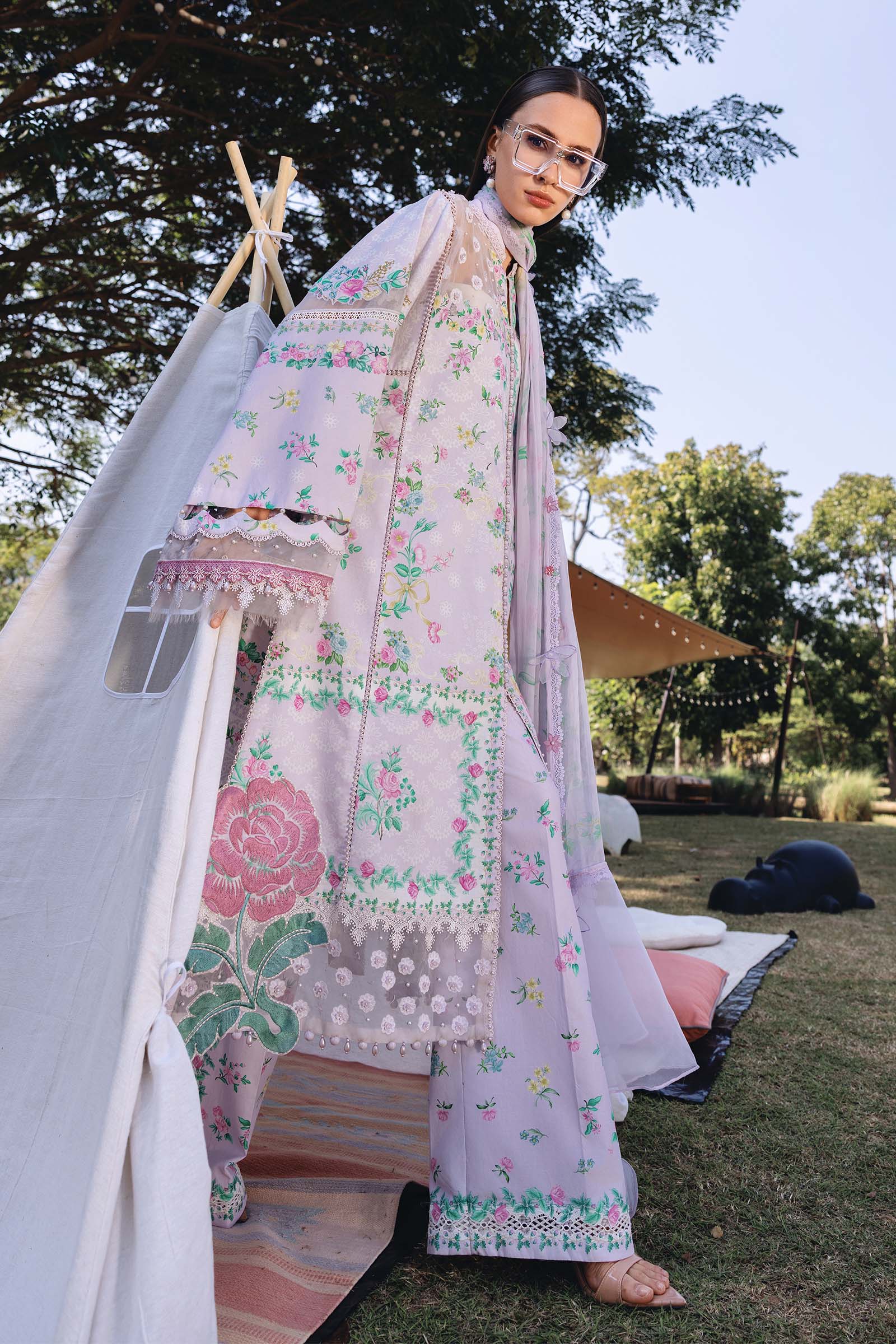 3 Piece Unstitched Embroidered Lawn Suit - Image 5
