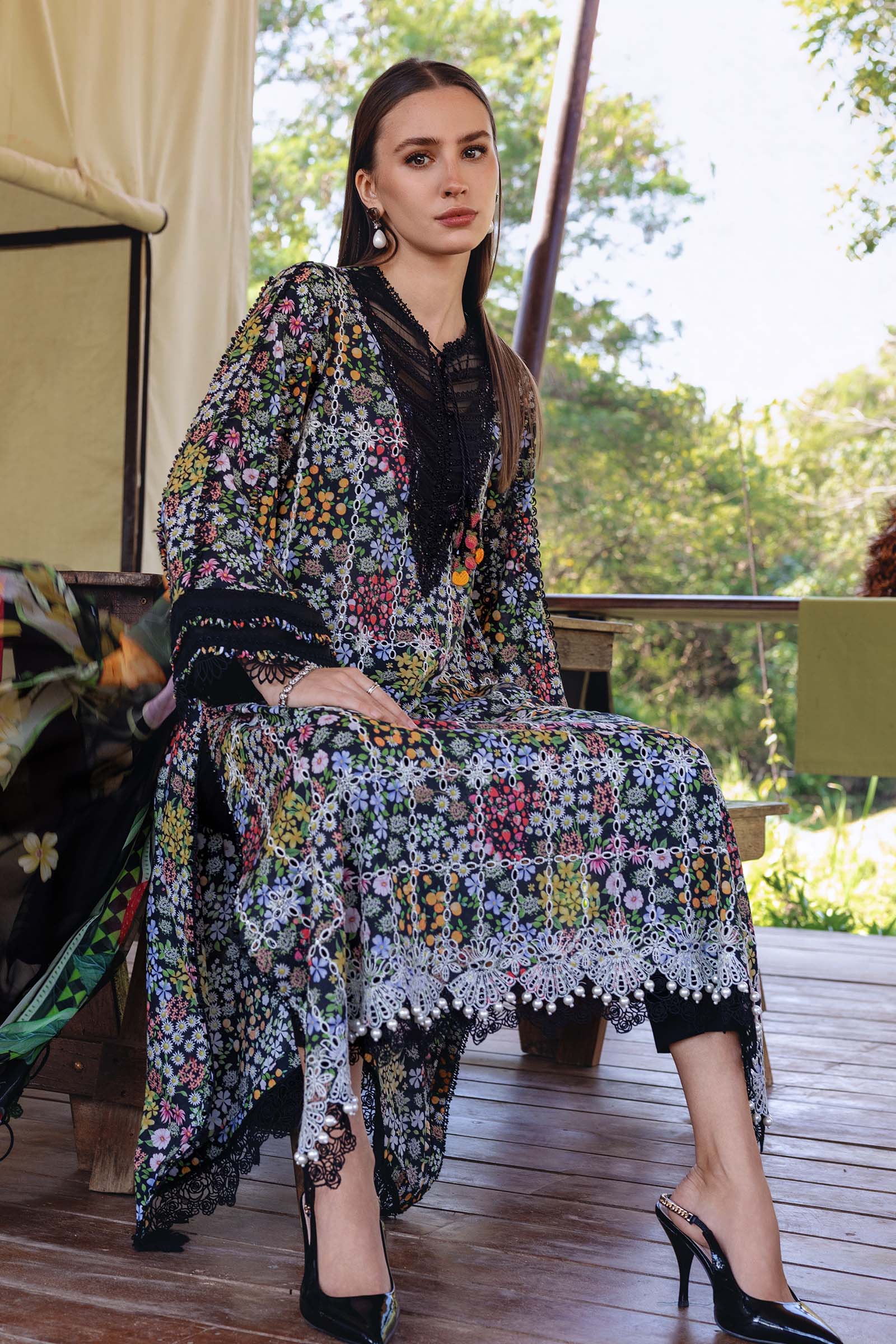 3 Piece Unstitched Embroidered Lawn Suit - Image 3