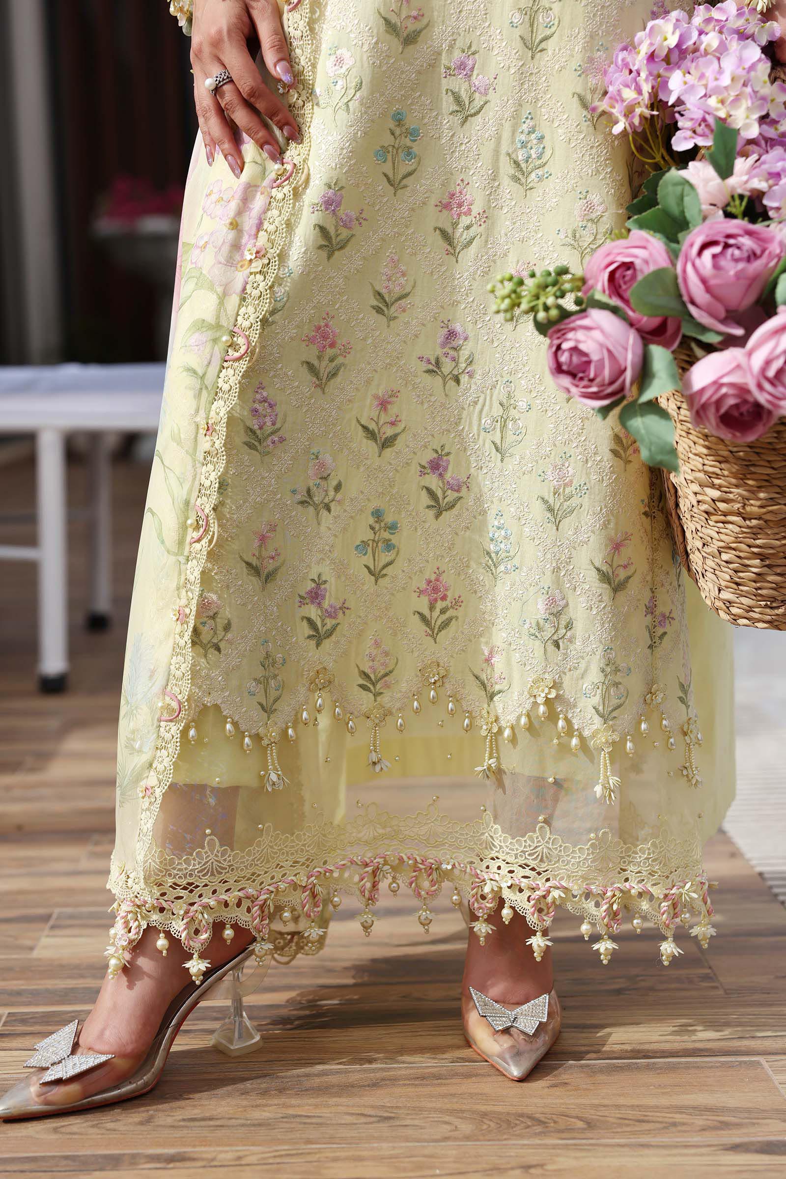 3 Piece Unstitched Embroidered Lawn Suit - Image 11