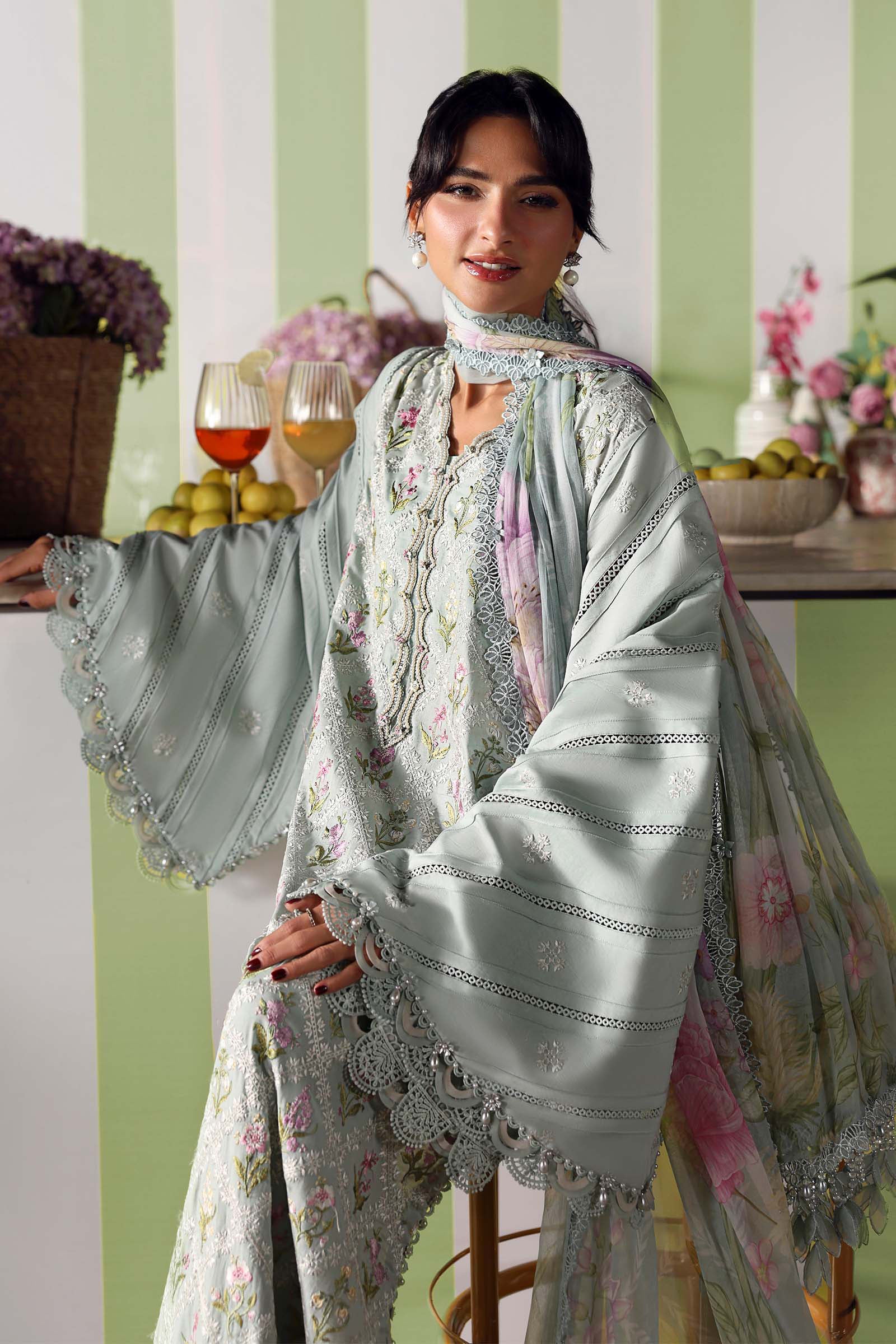 3 Piece Unstitched Embroidered Lawn Suit - Image 5