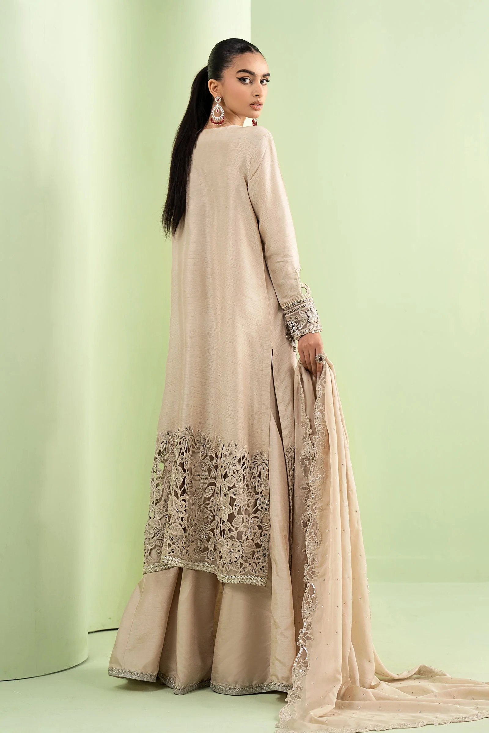 3 Piece Embroidered Raw Silk Suit - Image 7