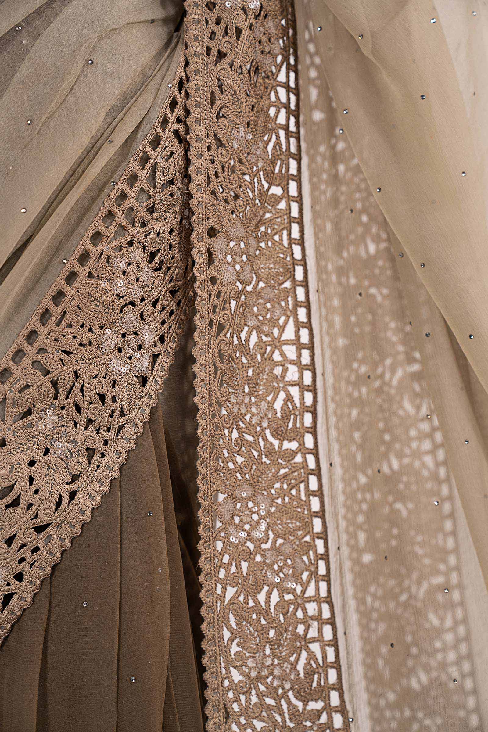 Embroidered Chiffon Saree - Image 6