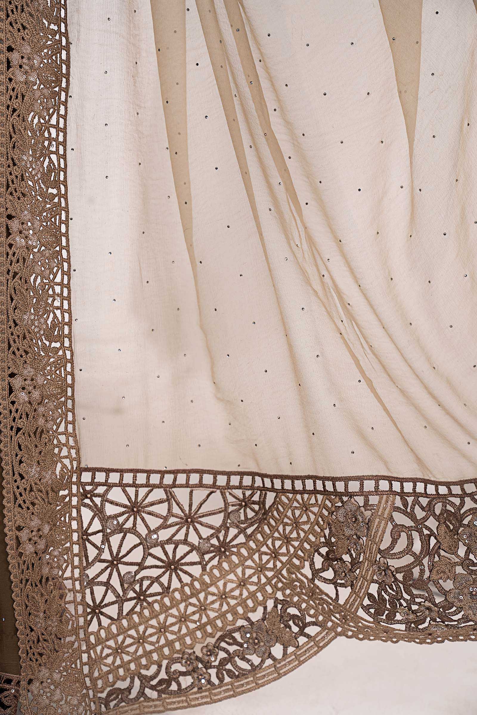 Embroidered Chiffon Saree - Image 7