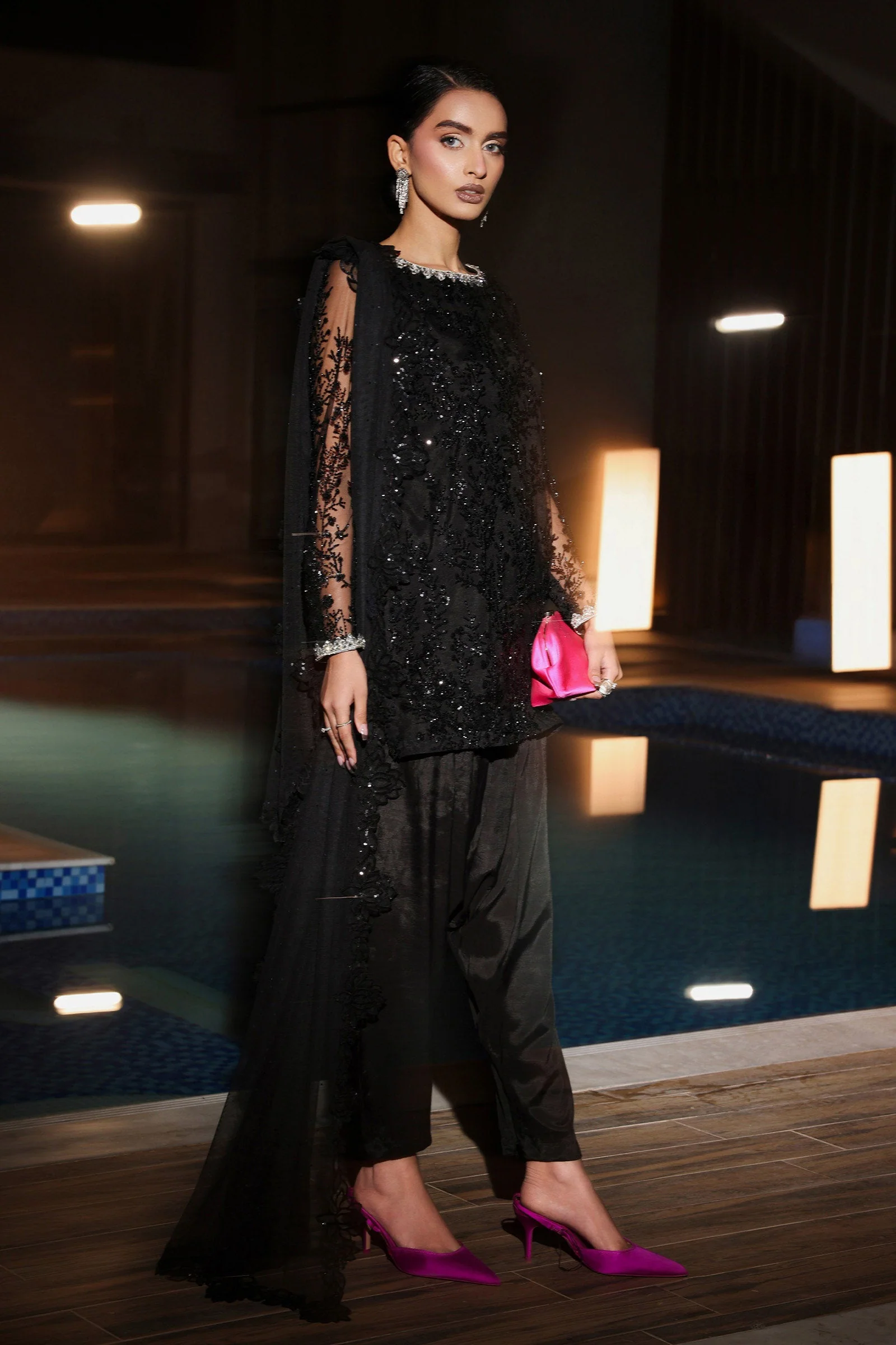 3 Piece Embroidered Net Suit - Image 7