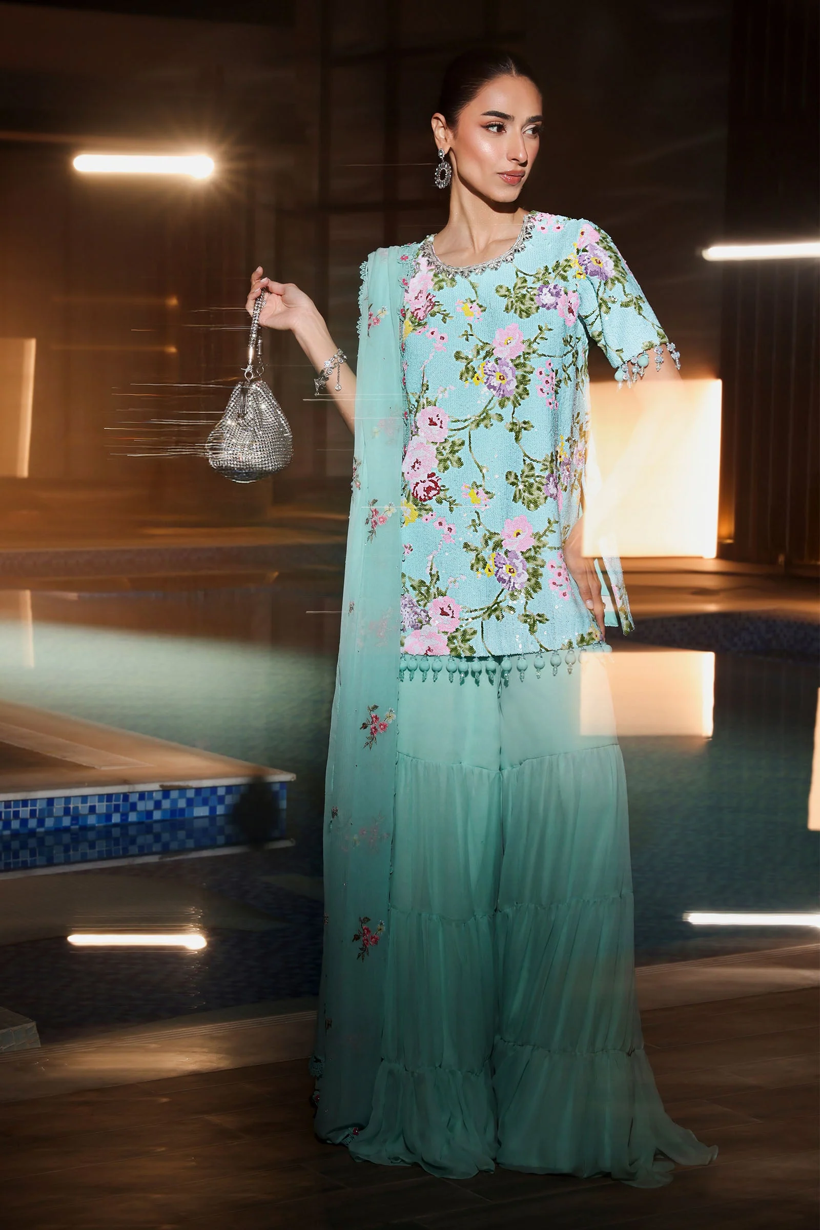 3 Piece Embroidered Net Suit - Image 6
