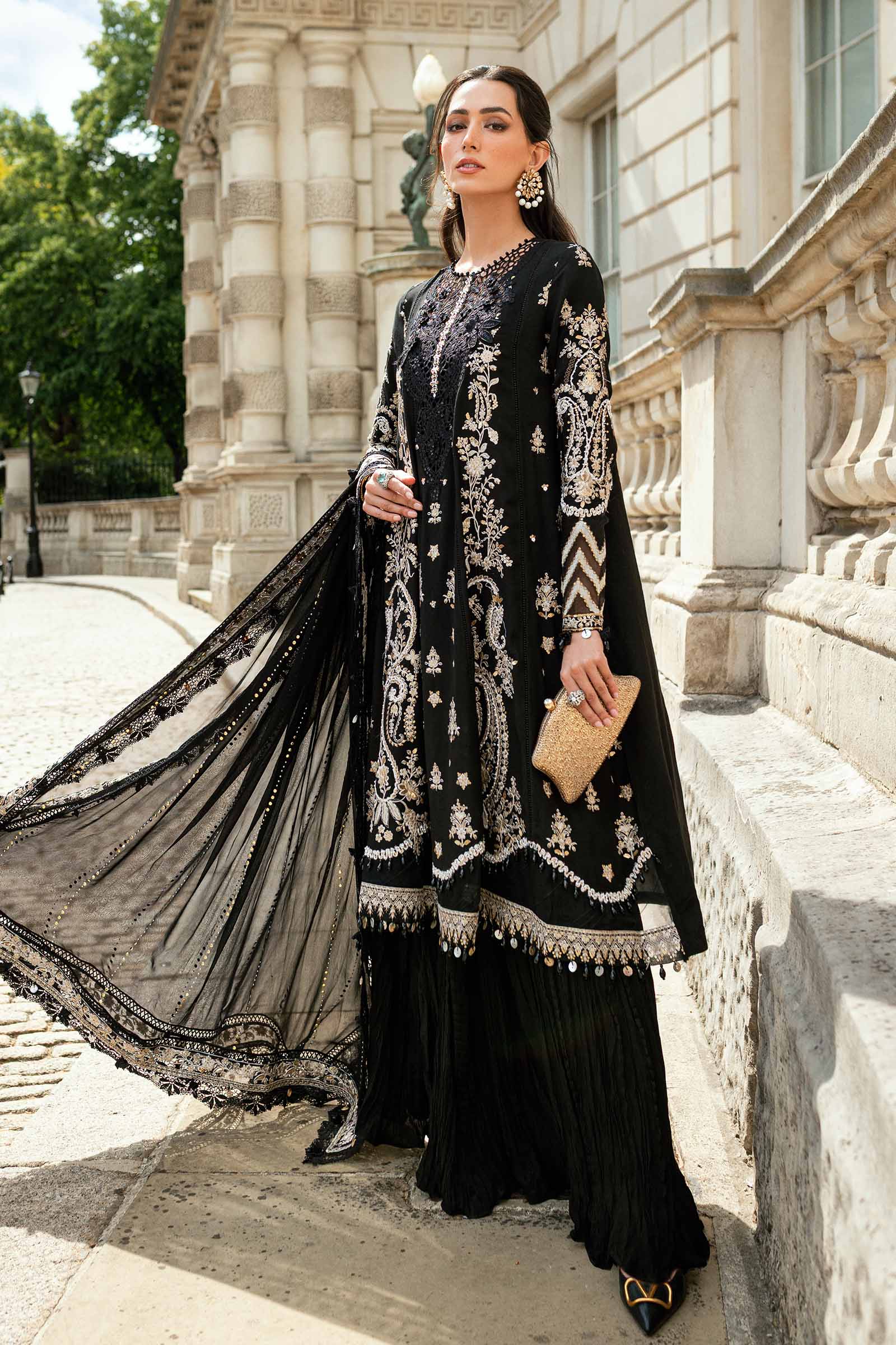 3 Piece Unstitched Embroidered Raw Silk Suit - Image 14