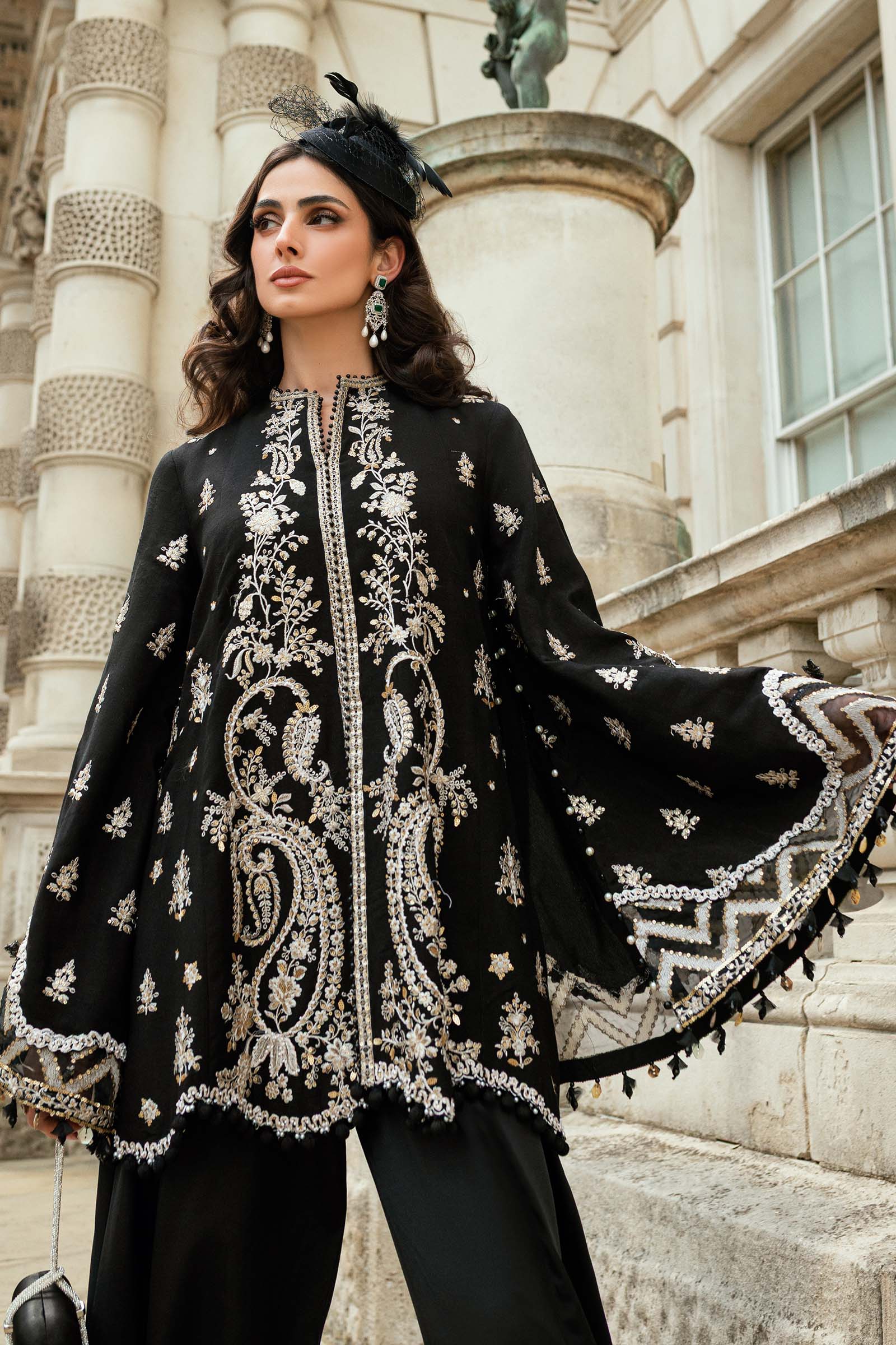 3 Piece Unstitched Embroidered Raw Silk Suit - Image 7