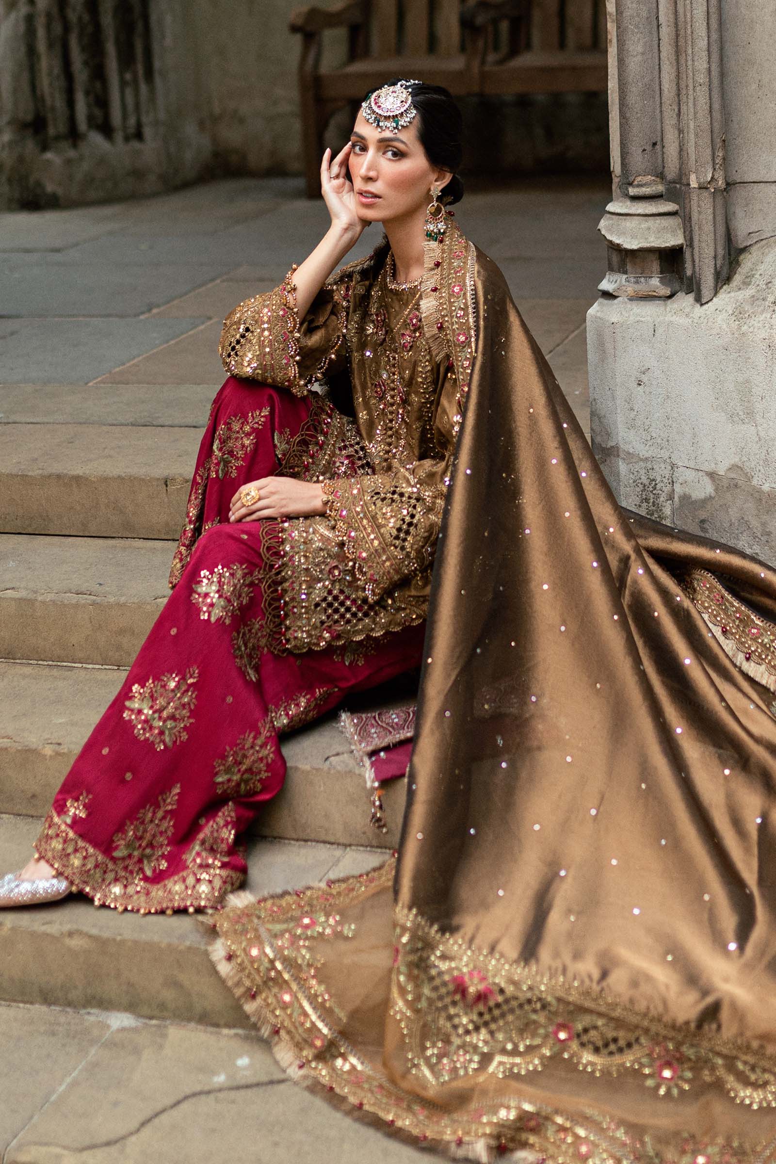 3 Piece Unstitched Embroidered Raw Silk Suit - Image 4