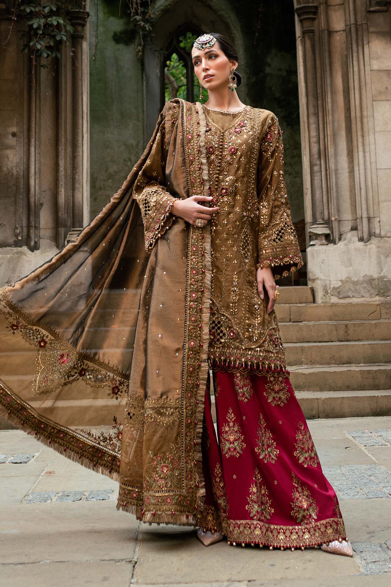 3 Piece Unstitched Embroidered Raw Silk Suit - Image 5